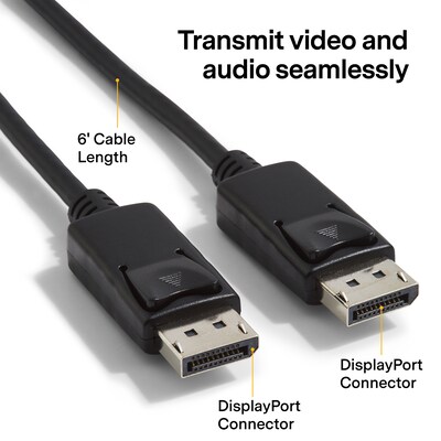 NXT Technologies™ 6 Display Port to Display Port Audio/Video Cable, Male to Male, Black (NX60395)