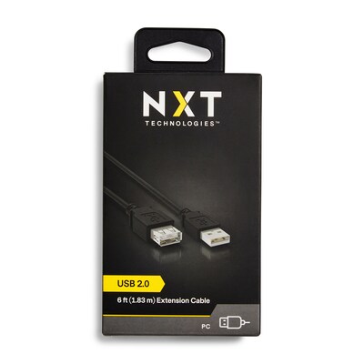 NXT Technologies™ 6' USB A to USB A Cable, Male to Female, Black (NX29753)
