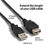 NXT Technologies™ 15 USB A Male/A Female, Black (NX29741)