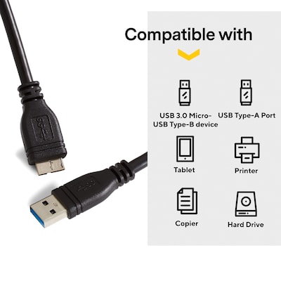 NXT Technologies 6' USB Type-A Male to Micro-USB Type-B Male, Black (NX29773)