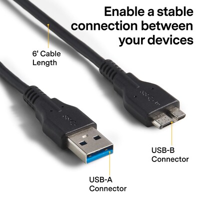 NXT Technologies 6 USB Type-A Male to Micro-USB Type-B Male, Black (NX29773)