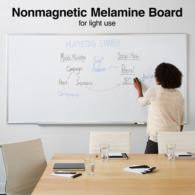 Quill Brand® Standard Durable Melamine Dry-Erase Whiteboard, Aluminum Frame, 8'W x 4'H (28346-CC)