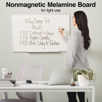 Quill Brand® Standard Durable Melamine Dry-Erase Whiteboard, Aluminum Frame, 3' x 2' (28339-CC)