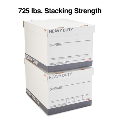 Staples Heavy Duty 50% Recycled Corrugated File Box Lift Off Lid, Letter/Legal Size, White/Gray, 4/Carton (2522303)