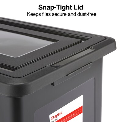 Staples File Box Plastic File Box Snap, Letter/Legal Size, Black (140169/140140)