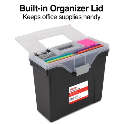 Staples Slim Portable File Tote, Letter Size, Black (140164/111108)