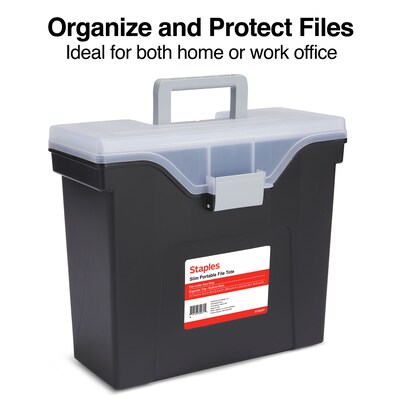 Staples Slim Portable File Tote, Letter Size, Black (140164/111108)