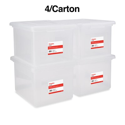 Staples Hanging File Box, Snap Lid, Letter/Legal Size, Clear (TR57620)