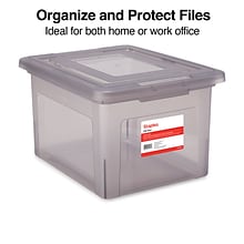 Staples Hanging File Box, Snap Lid, Letter/Legal Size, Frost Gray (TR57623)