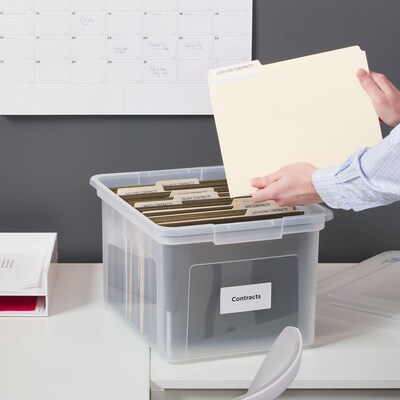 Staples File Box Plastic File Box Snap, Letter/Legal Size, Clear (140168/140139)