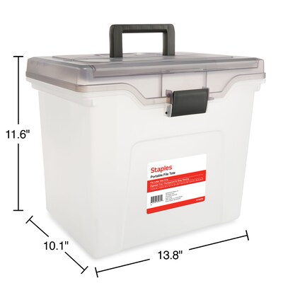 Staples File Box File Portable Tote, Letter Size, Clear (140165/111112)