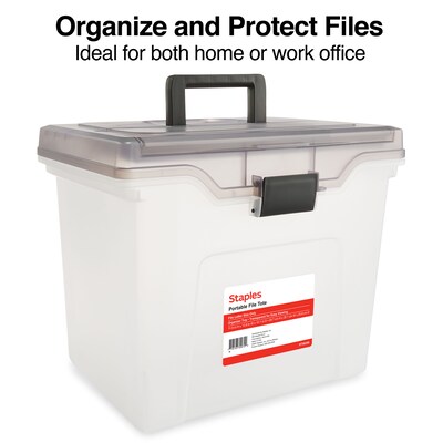 Staples Portable File Tote, Letter Size, Clear (TR58298)