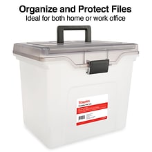Staples Portable File Tote, Letter Size, Clear (TR58298)