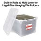 Staples Store & Slide Hanging File Box, Latch Lid, Letter/Legal Size, Clear (140167/139997)