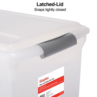 Staples Store & Slide Plastic File Box Latching, Letter/Legal Size, Clear (140167/139997)