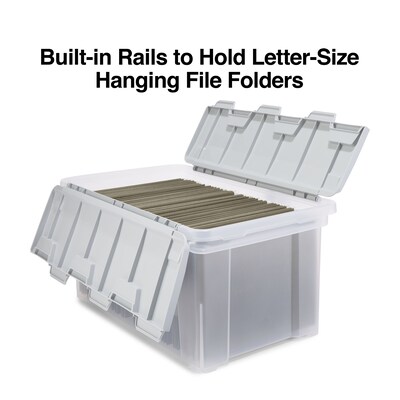 Staples Hanging File Box, Wing Lid, Letter Size, Clear (TR58300)