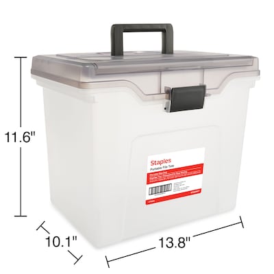 Staples Portable File Tote, Letter Size, Clear, 4/Carton (TR58298CT)