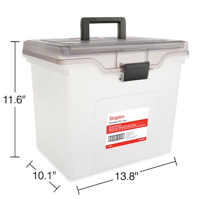 Staples Portable File Tote, Letter Size, Clear, 4/Carton (TR58298CT)