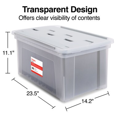 Staples Hanging File Box, Wing Lid, Letter Size, Clear (TR58300)