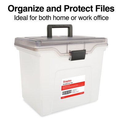 Staples Portable File Tote, Letter Size, Clear, 4/Carton (TR58298CT)