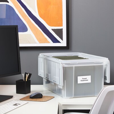 Staples Hanging File Box, Wing Lid, Letter Size, Clear (TR58300)