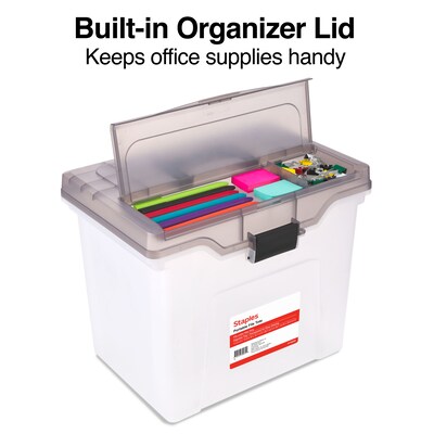 Staples Portable File Tote, Letter Size, Clear, 4/Carton (TR58298CT)