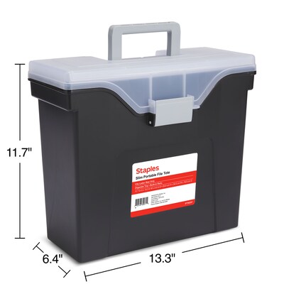 Staples Slim Portable File Tote, Letter Size, Black (140164/111108)