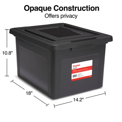 Staples File Box Plastic File Box Snap, Letter/Legal Size, Black (140169/140140)
