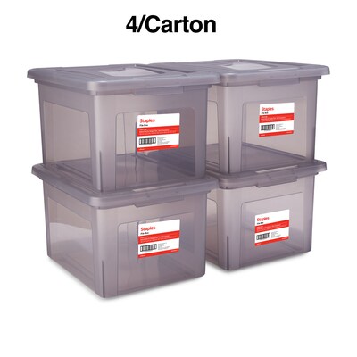 TRU RED™ Weather-Resistant File Box, Letter/Legal, Frost Gray, 4/Carton (TR57623CT)