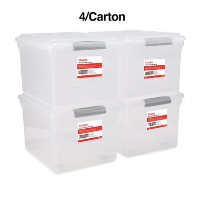 TRU RED™ Store & Slide Weather-Resistant File Box, Letter/Legal, Clear, 4/Carton (TR57621CT)