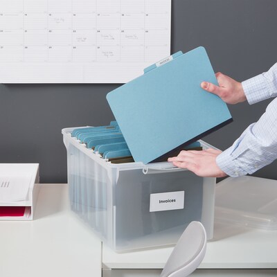 TRU RED™ Store & Slide Weather-Resistant File Box, Letter/Legal, Clear, 4/Carton (TR57621CT)
