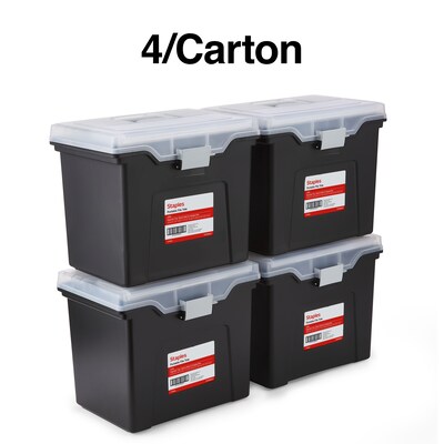 TRU RED™ Weather-Resistant File Box, Letter, Black, 4/Carton (TR57622CT)