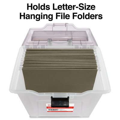 Staples Portable File Tote, Letter Size, Clear, 4/Carton (TR58298CT)