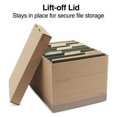 Staples Medium Duty File Box, Lift Off Lid, Letter/Legal, Brown/Gray, 12/Carton (TR59213)