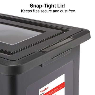 TRU RED™ Hanging File Box, Snap Lid, Letter/Legal Size, Black, 4/Carton (TR57619CT)