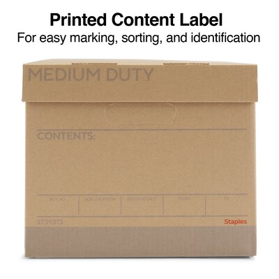 Staples Medium Duty File Box, Lift Off Lid, Letter/Legal, Brown/Gray, 12/Carton (TR59213)