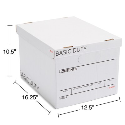 Staples File Box, Lift Off Lid, Letter/Legal, White/Black, 20/Case (TR59212)