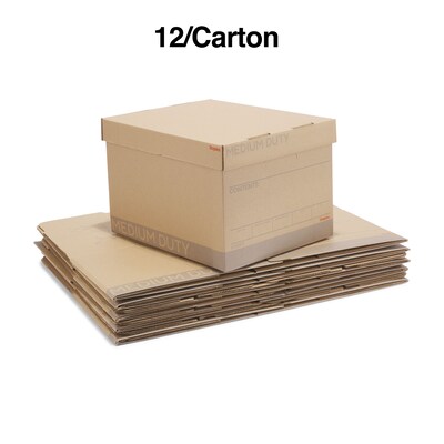 Staples Medium Duty File Box, Lift Off Lid, Letter/Legal, Brown/Gray, 12/Carton (TR59213)