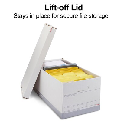 Staples Medium Duty 60% Recycled EZ Fold Corrugated File Box Lift Off Lid, Letter Size, White/Gray, 12/Carton (2489403)