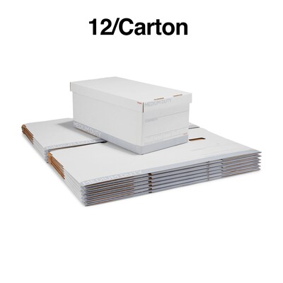 Staples Medium Duty 60% Recycled EZ Fold Corrugated File Box Lift Off Lid, Letter Size, White/Gray, 12/Carton (2489403)
