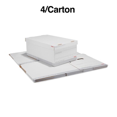 Staples Medium Duty File Box, Lift Off Lid, Legal, White/Gray, 4/Carton (TR59216)