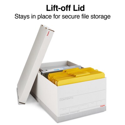 Staples Medium Duty File Box, Lift Off Lid, Legal, White/Gray, 12/Carton (TR59217)