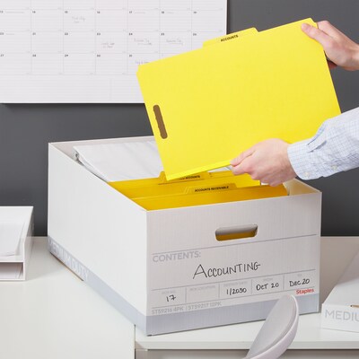 Staples Medium Duty File Box, Lift Off Lid, Legal, White/Gray, 4/Carton (TR59216)