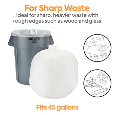 Coastwide Professional™ 40-45 Gallon Trash Bag, 40" x 46", Low Density, 2 mil, Clear, 100 Bags/Box (CW57394)