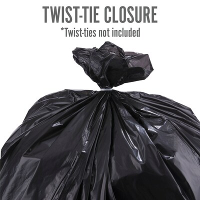 40-45 Gallon Trash Bags, (50 Bags W/Ties) Large Black Heavy Duty