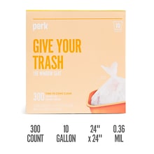 Perk™ 10 Gallon Kitchen Trash Bag, 24 x 24, High Density, 0.36 mil, Clear, 300 Bags/Box (PK56746)