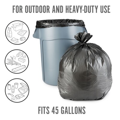 40-45 Gallon Trash Bags, 1.5Mil, Black Heavy Duty Garbage Can