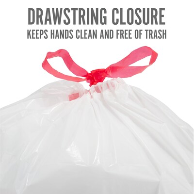 Perk™ 13 Gallon Kitchen Trash Bag, 28" x 24", Low Density, 0.9 mil, White, 120 Bags/Box, 3 Boxes/Carton (PK56750CT)