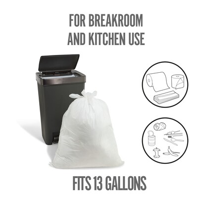 Perk Tab-Tie Tall Kitchen Trash Bags | 13 Gal | 0.9 Mil | 28 x 24 | White | 80/Box