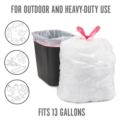 33 Gallon White Heavy Duty Trash Bags - 0.9 Mil